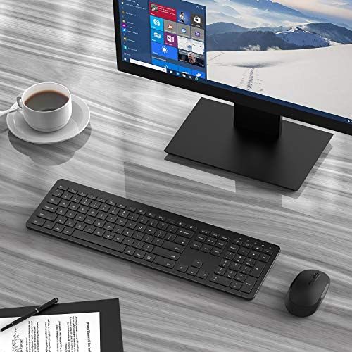 Wireless Keyboard & Mouse Sets - Slim Thin Wireless Keyboards and Mouse Combo Full Size Keyboard with Numeric Keypad Adjustable DPI Wireless Mouse - Black