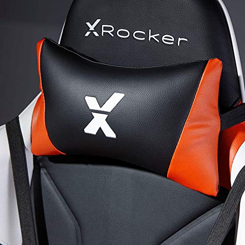 X-Rocker Agility Sport eSport Gaming Racing Desk Chair, Ergonomic Adjustable Computer Office Chair with Adjustable Lumbar Support and Headrest Pillow, Adjustable Swivel, 3D Armrests - Orange