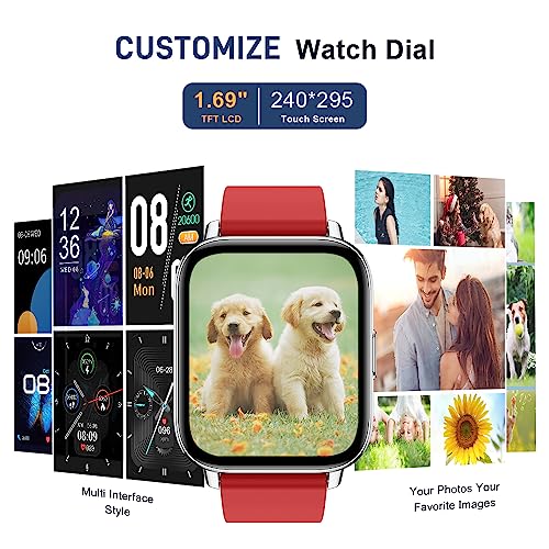 Smart Watch, Fitness Tracker 1.69" Touch Screen Fitness Watch with Heart Rate Sleep Monitor, Step Counter Smart Watch for Men Women Activity Trackers IP68 Waterproof Smartwatch Sports for iOS Android