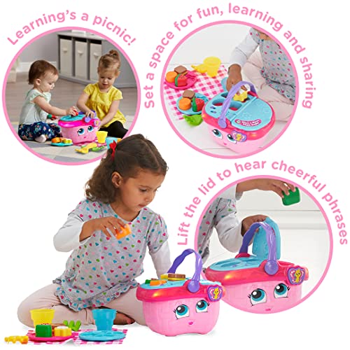 LeapFrog 603603 Shapes & Sharing Picnic Basket Baby Toy Educational and Interactive 16 Pieces for Creative and Learning Play For Boys & Girls 6 months, 1,2,3 Year Olds, Pink, One Size