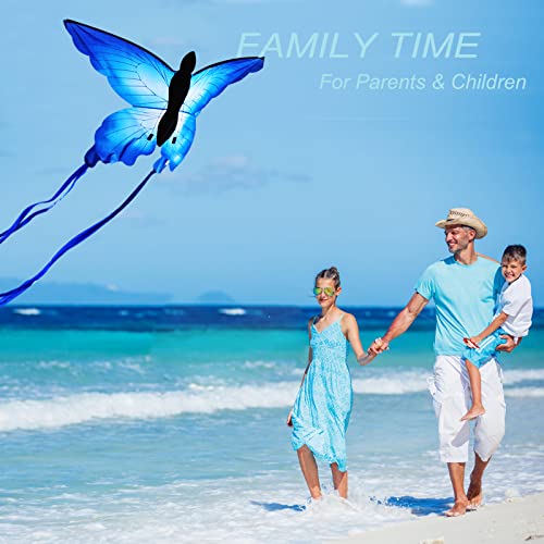 Touch the sky Huge Butterfly Kite for Kids and Audlts, 53x29ines with 59ines Tails,Easy to Assemble and Fly ,Beach and Summer Outdoor Toys