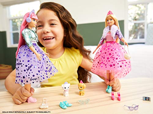 Barbie Princess Adventure Doll in Princess Fashion with Pet Puppy, 2 Pairs of Shoes, Tiara and 4 Accessories, for 3 to 7 Year Olds - GML76