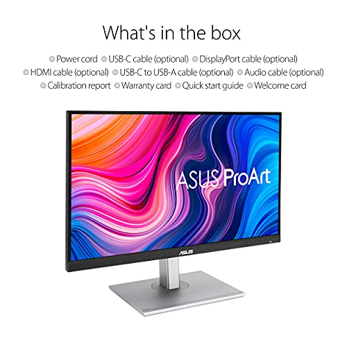 ASUS ProArt Display PA279CV Professional Monitor - 27-inch, IPS, 4K UHD (3840 x 2160), 100% sRGB, 100% Rec. 709, Color Accuracy ΔE ( 2, Calman Verified, USB-C, ProArt Preset & Palette