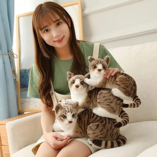 elemhome Plush Toys Soft Toys Stuffed Animals Cat Tabby Stuffed Animal Plush Realistic lifeLike Small Cats Cute Plush Toys for Kids Pet Birthday Gift (Tabby Cat 30cm)