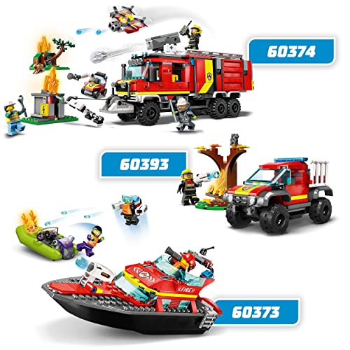 LEGO 60373 City Fire Rescue Boat Toy, Floats on Water, with Jetpack, Dinghy and 3 Minifigures, Everyday Hero Toys for Boys and Girls Aged 5+, Gift Idea