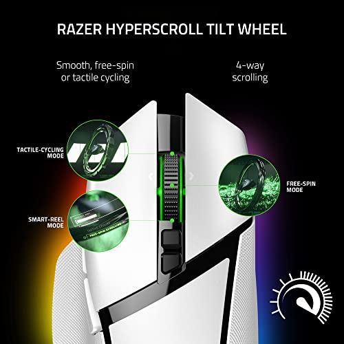 Razer Basilisk V3 Pro - Customizable Wireless Gaming Mouse with Razer HyperScroll Tilt Wheel (Focus Pro 30K Optical Sensor, 13-Zone Chroma Lighting, 10+1 Programmable Buttons) White