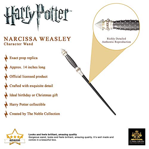 The Noble Collection - Narcissa Malfoy Character Wand - 14in (35cm) Wizarding World Wand With Name Tag - Harry Potter Film Set Movie Props Wands