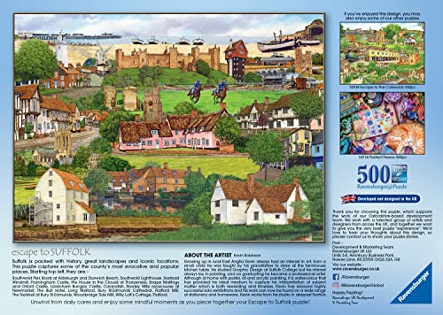 Ravensburger Escape to Suffolk 500 Piece Jigsaw Puzzle for Adults & Kids Age 10 Years Up - England, UK