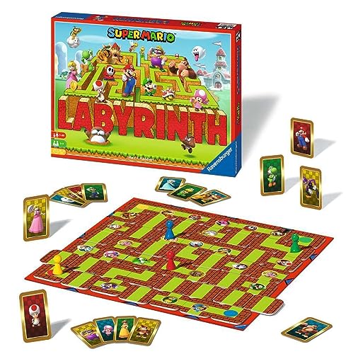 Ravensburger Super Mario Brothers Labyrinth - Moving Maze Family Board Game for Kids Age 7 Years Up - 2 to 4 Players, White