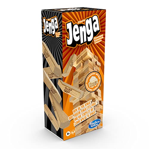 Hasbro Gaming Jenga Classic, Children's game that promotes reaction speed from 6 years