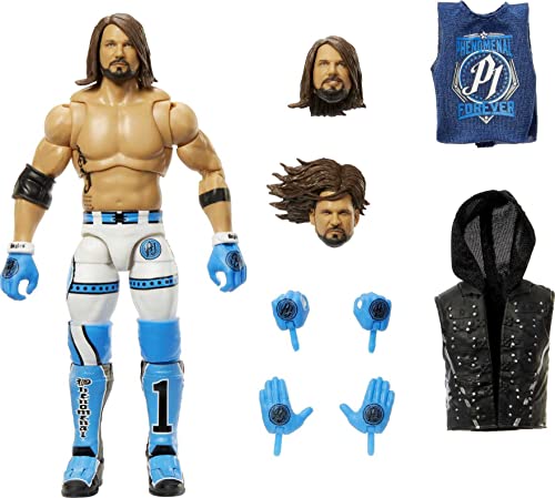 Mattel WWE Aj Styles Ultimate Edition Action Figure with Interchangeable Accessories, Articulation & Life-Like Detail, 6-Inch (HKT44)