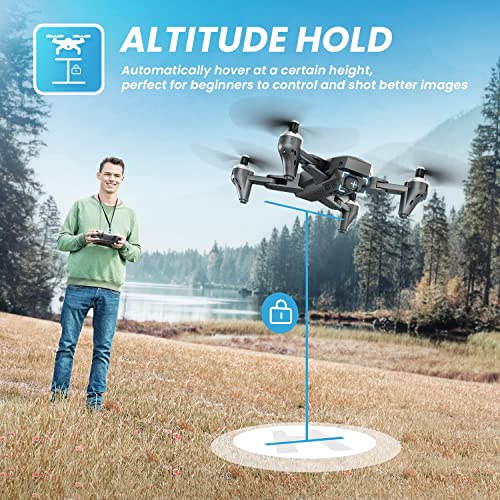 DEERC D10 Foldable Drone with Camera for Adults 2K HD FPV Live Video, Tap Fly, Gesture Control, Selfie, Altitude Hold, Headless Mode, RC Quadcopter for Beginners with 2 Batteries and Carrying Case