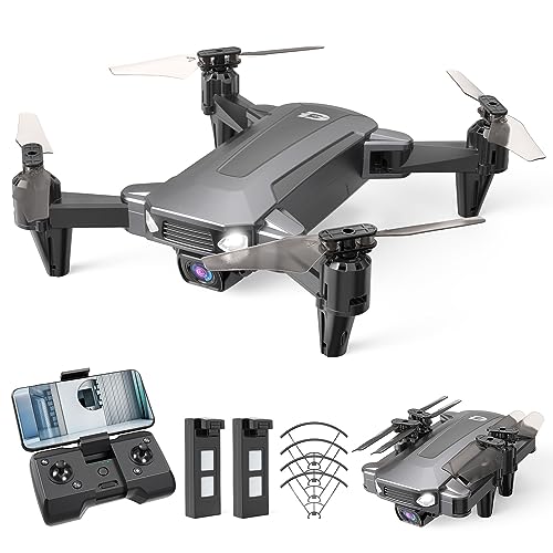 DEERC Drone for Kids with Camera 1080P HD FPV, D40 Foldable Mini Quarcopter for Beginners with Throw to Go, Altitude Hold, Voice Control, Trajectory Flight, Gesture Selfie, 3D Flips, 2 Batteries
