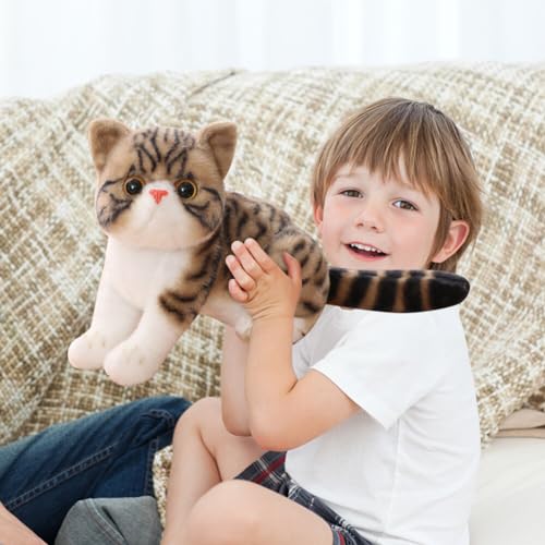 Uposao Cat Plush Soft Toys Stuffed Animal Cat Realistic Toy Cute Cat Doll Model Soft Stuffed Animal Pillow Soothing Hugging Sleeping Children Birthday Gift Boys Girls, 26cm