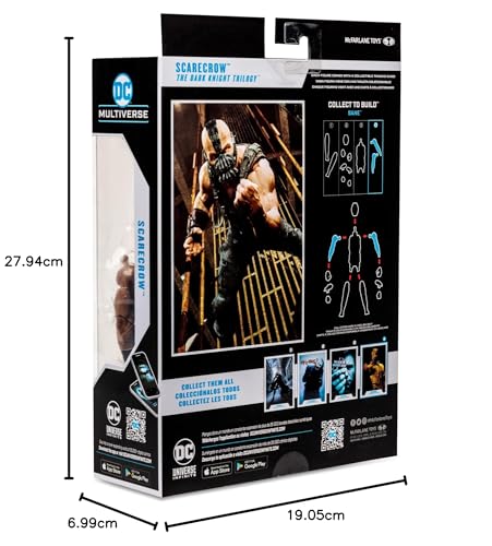 McFarlane Toys 7-Inch DC Dark Knight Trilogy Scarecrow Action Figure with 22 Moving Parts, Collectible DC Figure, Unique Collectible Character Card, includes 1/4 pieces to assemble Bane, Ages 12+