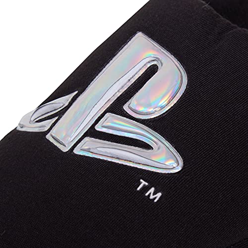 PlayStation Sony Mens Open Back Fleece Lined Slip On Slippers Black 44 EU