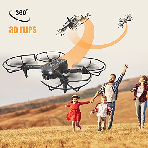 Q10 Mini Drone with Camera for Kids and Adults, 720P HD FPV Foldable Quadcopter with Gravity Sensor Mode, Headless Mode, 3D Flips, Voice and Gesture Control, Kids Gift Toys for Boys Girls,Black