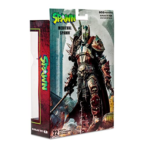 McFarlane Toys, Spawn Comic 7-inch Medieval Spawn Action Figure with 22 Moving Parts, Collectible Figure with Accessories and Collectors Stand Base – Ages 12+