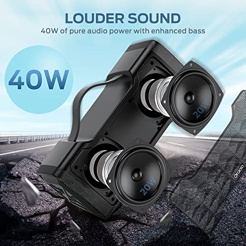 oraolo Bluetooth Speaker Loud 40W Wireless Portable Large Speaker Stereo Sound, IPX6 Waterproof, Support USB/AUX Input, Built-in Mic for Home Party Outdoor