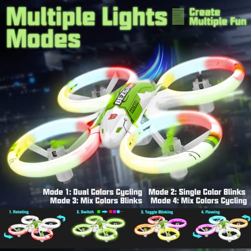 BEZGAR HQ051S Drone for Kids - Mini Drone with Upgraded LED Lighting Effect, RC Drones 3D Flip and Headless Mode, Quadcopter Drone for Beginners, Easy to fly Gift Toy for Boys Girls and Adults