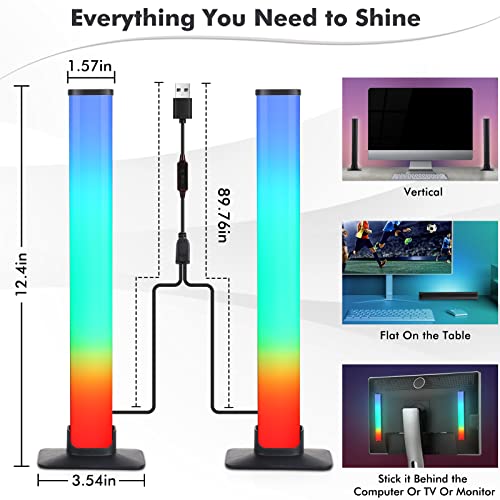 2PCS Smart LED Light Bars,Bluetooth Smart Ambient Lighting TV with 16 Million Colors,RGB Gaming Light with APP Remote Control,Sync to Music Rainbow RGB Light Bars for TV,PC,Party,Car,Movies,Room