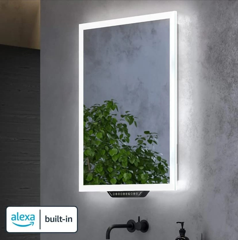 Luka Smart Mirror with Alexa Built-in | 600 x 800 | Bathroom Safe | IP44 Rated | TrueHue | Anti-fog | Night Light