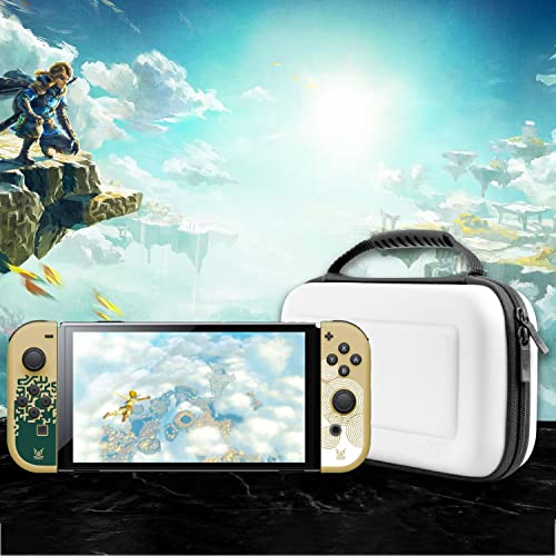 Orzly Carry Case for White Nintendo Switch OLED Console with Accessories and Games Storage Compartment - Easy Clean Case Gift Boxed Edition