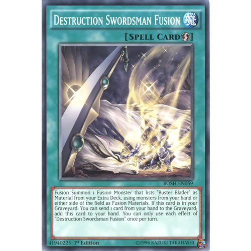 YuGiOh BOSH-EN059 1st Ed Destruction Swordsman Fusion Common Card - ( Breakers of Shadow Single Card )