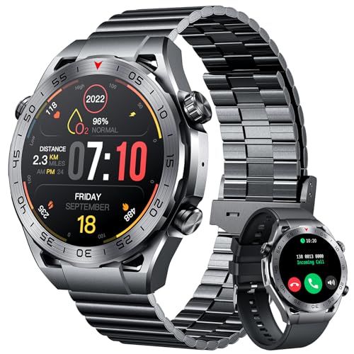 Men Smart Watch Fitness Tracker: 1.42-Inch Smartwatch Answer Make Calls Band Heart Rate Blood Oxygen Sleep Monitor 123 Sports Modes IP67 Waterproof Activity Tracker Compatible Android and IOS