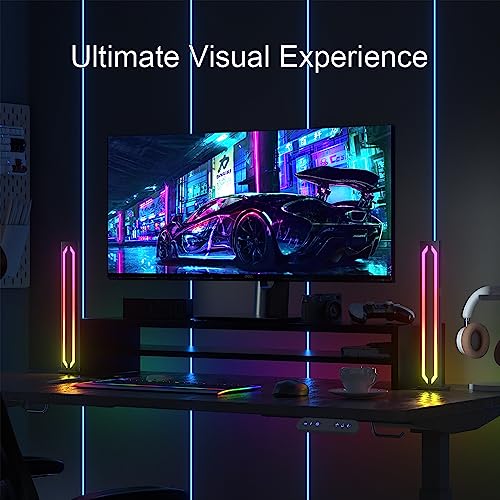 Ultra Slim LED Ambient Light Bar, 2 Pack Smart RGB Gaming Lamp Lighting Accessories, Metal Aluminium Housing with App Control and Music Sync Rhythm Mode, Warm Mood Lighting for Desktop Gaming, PC