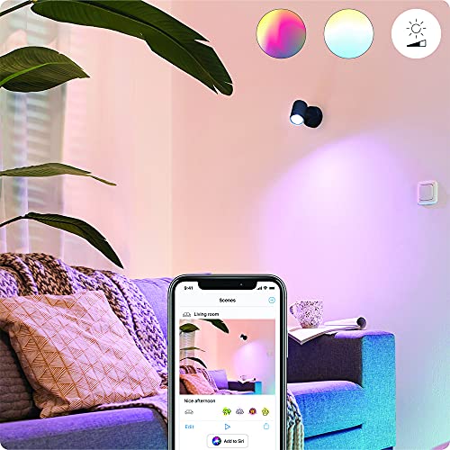 WiZ Colour Imageo Smart Connected WiFi Ceiling Light Spot Fixture. [1 Spot - Black] App Control for Indoor Home Lighting, Livingroom and Bedroom