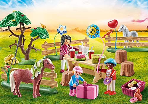 Playmobil 70997 Country Pony Farm Birthday Party, horse toys, fun imaginative role play, playsets suitable for children ages 4+