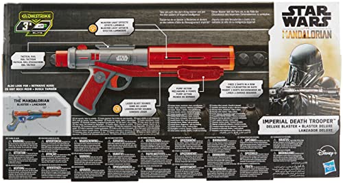 Nerf Star Wars Imperial Death Trooper Deluxe Dart Blaster, The Mandalorian, Blaster Sounds, Light Effects, 3 Glow-in-the-Dark Nerf Darts