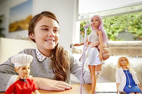 Barbie You Can Be Anything Doll, Pop Star Barbie Doll with Long Pink Hair and Brown Eyes, Toy Microphone, Microphone Stand and Doll Accessories, Toys for Ages 3 and Up, One Doll, FXN98