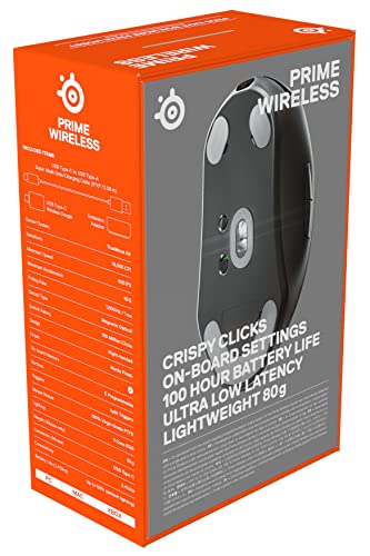 SteelSeries Prime Wireless - Esports Performance Wireless Gaming Mouse – 100 Hour Battery – 18,000 CPI TrueMove Air Optical Sensor – Magnetic Optical Switches