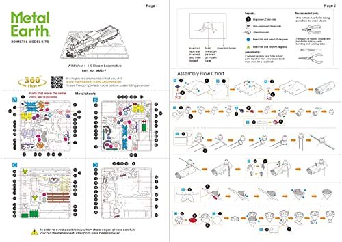 Metal Earth Fascinations Wild West 4-4-0 Locomotive 3D Metal Model Kit Bundle with Tweezers