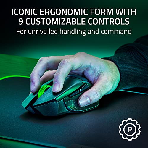 Razer Basilisk V3 X HyperSpeed - Customizable Wireless Gaming Mouse (Iconic Ergonomic Form with 9 Customisable Controls, HyperSpeed Wireless, 5G Advanced 18K Optical Sensor, Chroma RGB) Black