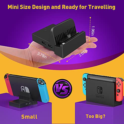 Switch TV Dock, Ponkor Portable Charging Stand for Nintendo Switch,Compact Switch to HDMI Adapter,Mini Switch Docking Station with Extra USB 3.0 Port, Replacement Charging Dock for Nintendo Switch