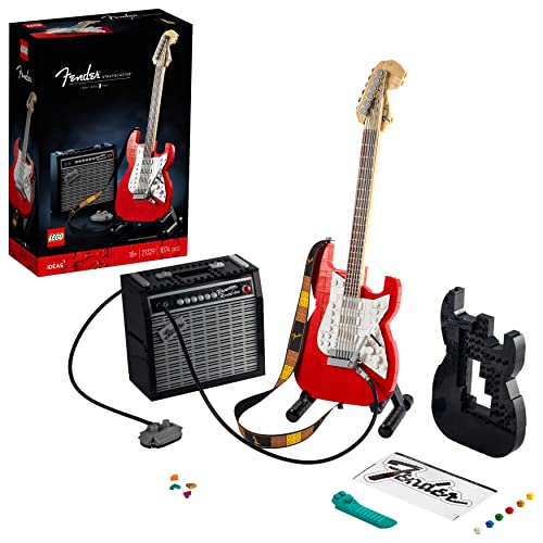 LEGO 21329 Ideas Fender Stratocaster DIY Guitar Model Building Set with 65 Princeton Reverb Amplifier & Authentic Accessories, Gifts for Music Lovers, Guitarists, Men, Women, Him and Her