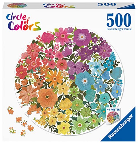 Ravensburger Circle of Colours - Flowers 500 Piece Jigsaw Puzzle for Adults and Kids Age 10 Years Up