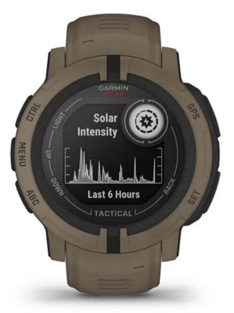 Garmin Instinct 2 SOLAR Tactical Edition, Rugged GPS Smartwatch, Built-in Sports Apps and Health Monitoring, Solar Charging, Dedicated Tactical Features and Ultratough Design Features, Coyote Tan