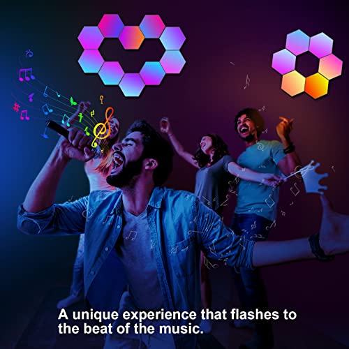 Kangtaixin Hexagon LED Lights — 8 Pack Hex Wall Light RGB Gaming Panels Hexagonal Smart Lighting Panel Sync to Music for Room Bar Gaming Setup Bedroom