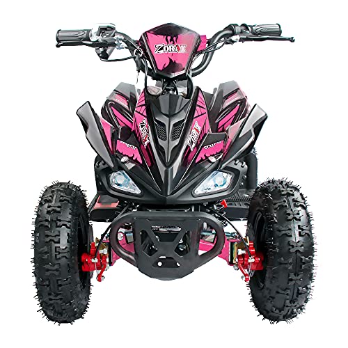 Zorax 36V 1000W Pink 6'' Tyre Battery Powered Kids Mini ATV Quad Bike (Foot Brake - 3 Speeds - LED Light - Forward/Neutral/Reverse - CE Approved - MAX Capacity: 65KGS) Children's Electric Ride on