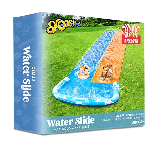 JOYIN 685cm Slip Slide and 2 Bodyboards, Lawn Water Slides Slip N Waterslides Summer Water Toy with Build in Sprinkler for Backyard Outdoor Water Fun for Kids Adults