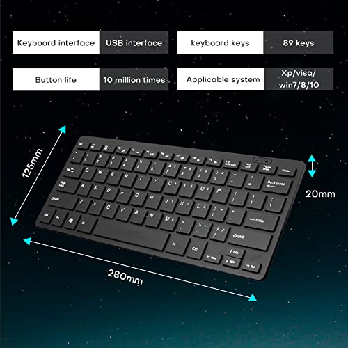 OHHXGK USB Wired Mini Keyboard, Slim Ergonomic Keyboard Small Compact Simple Wired Business Keyboard for Laptop and Desktop Computer, Plug and Play Small USB Keyboard