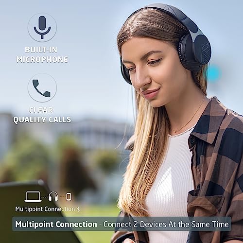 PowerLocus Bluetooth Headphones Over Ear, Wireless Headphones, Foldable Headphone with Hi-Fi Stereo, Built-in Microphone, Soft Earmuffs, Micro SD, Wireless and Wired Headphone for iPhone/iPad/PC/TV