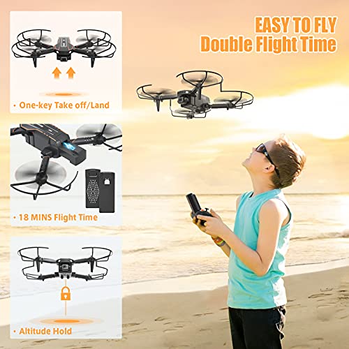 Q10 Mini Drone with Camera for Kids and Adults, 720P HD FPV Foldable Quadcopter with Gravity Sensor Mode, Headless Mode, 3D Flips, Voice and Gesture Control, Kids Gift Toys for Boys Girls,Black