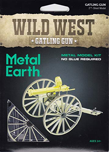 Metal Earth Puzzle 3D Machine Gun Gatling Metal Puzzle Far West Building Models for Adults Challenging Level 11.5 x 6 x 7 cm