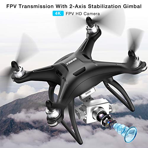 SIMREX X11 Upgraded GPS Drone 1080P HD Camera 2-Axis Self stabilizing Gimbal 5G WiFi FPV Video RC Quadcopter Auto Return with Follow Me Altitude Hold Headless Brushless Motor Remote Control Black