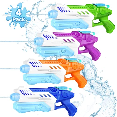 Water Gun for Kids Adults - 4 Pack Water Pistol Super Water Blaster Soaker Squirt Guns Long Range Shooting Game Summer Swimming Pool Garden Party Favor Beach Water Fighting Outdoor Toys for Girl Boy